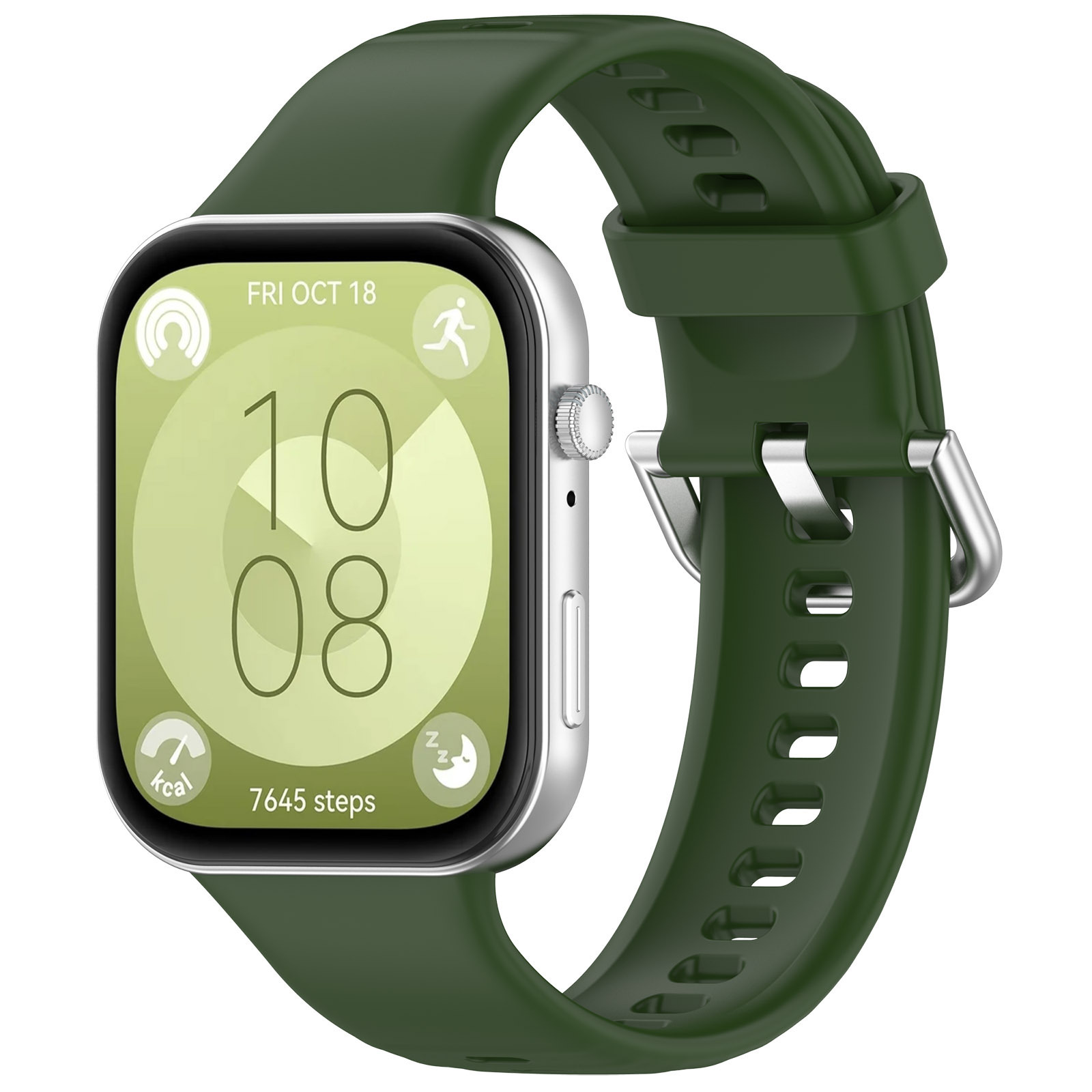 Picture of Huawei Watch Fit 3 Silicone Strap Soft Durable & Adjustable Wristband with Metal Plug Replacement Sport Band for Huawei Watch Fit 3 (Army Green,Not Specified)