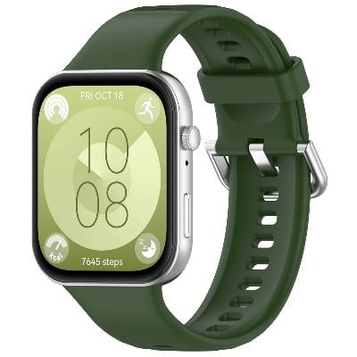 Picture of Huawei Watch Fit 3 Silicone Strap Soft Durable & Adjustable Wristband with Metal Plug Replacement Sport Band for Huawei Watch Fit 3 (Army Green,Not Specified)