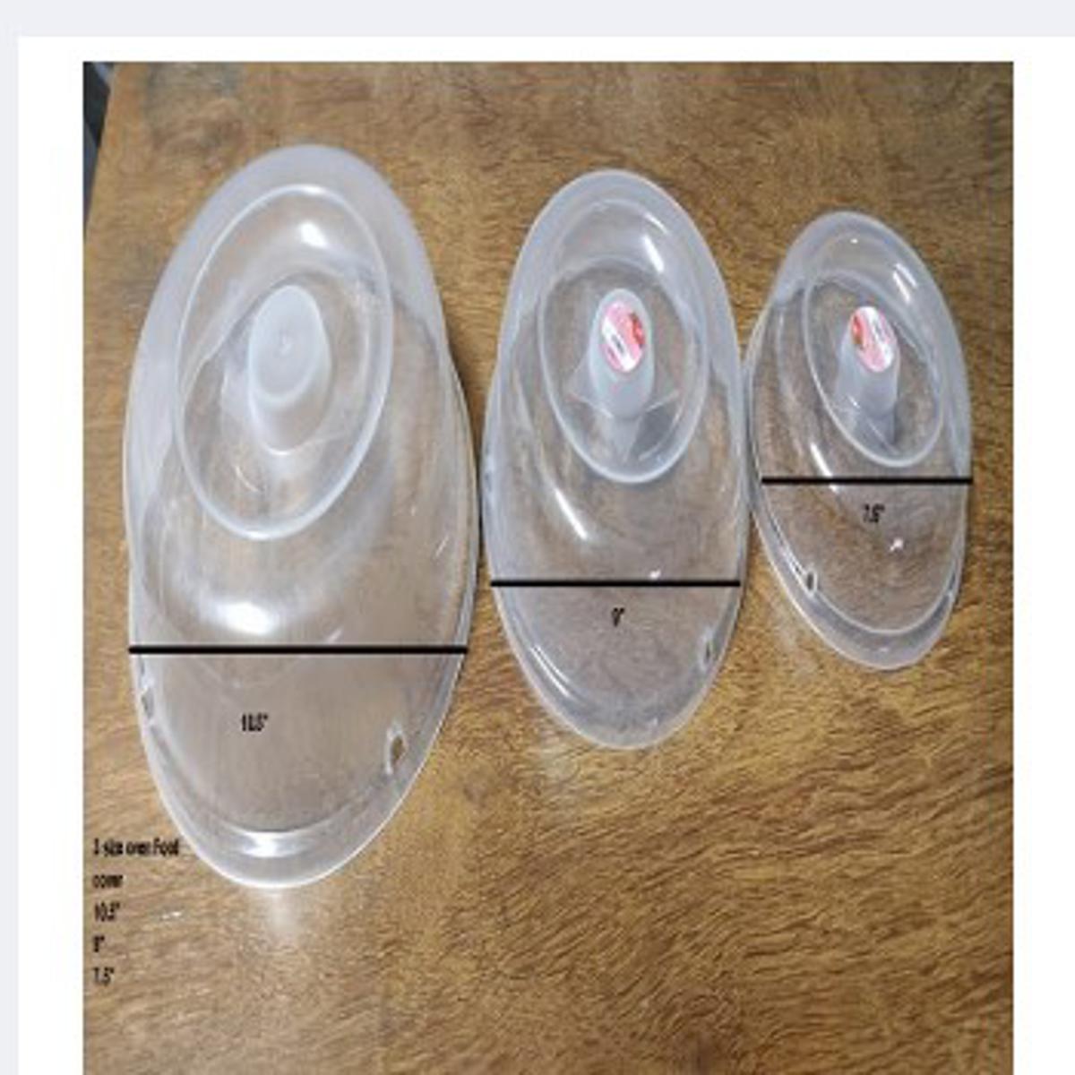 Picture of 3 Pcs 3 Size MICROWAVE FOOD COVER / Plate Cover Splatter Guard Non Stick Plastic Clear Dish Lid