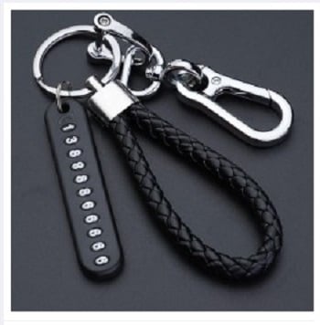 Picture of Pendant key Holders + Phone Number plate  Motorcycle , Bicycle , Car Auto Key Ring Anti-Lost Number Plate Mobile Number -Black