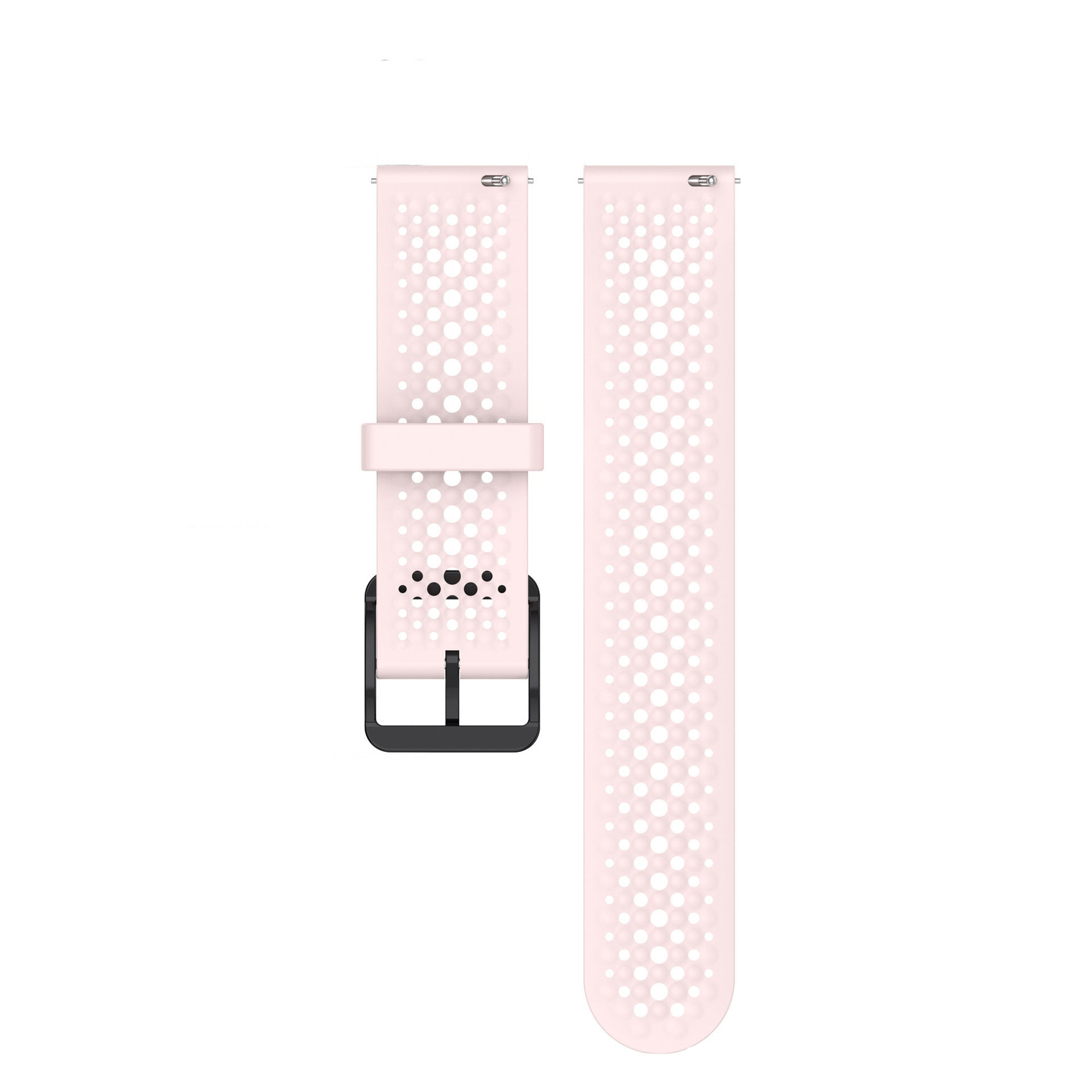 Picture of 22mm Breathable Silicone Sport Strap Soft Sweatproof Perforated Wristband with Stainless Steel Buckle (Light Pink,Not Specified)