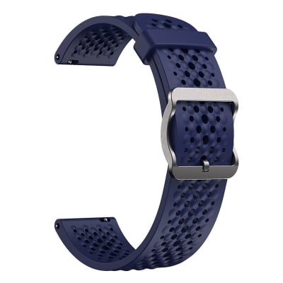 Picture of 22mm Breathable Silicone Sport Strap Soft Sweatproof Perforated Wristband with Stainless Steel Buckle (Midnight Blue,Not Specified)