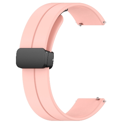Picture of 22mm Silicone Magnetic Buckle Smartwatch Strap Folding Sports Wristband for Secure & Comfortable Fit (Light Pink,Not Specified)