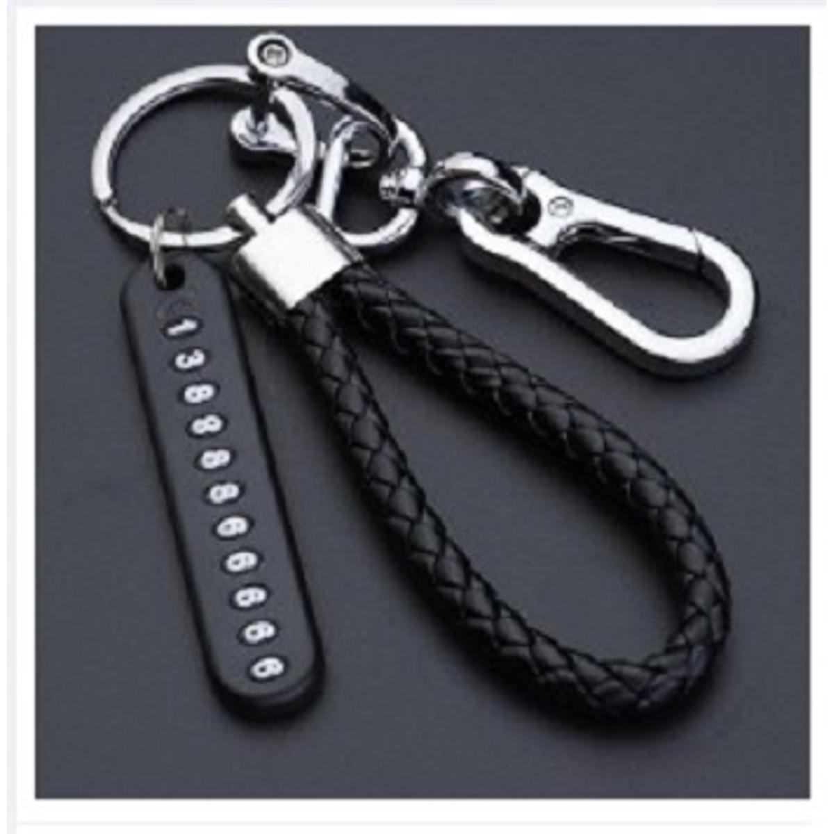 Picture of Phone Number  plate  key Holders For  Motorcycle , Bicycle , Car Auto Key Ring Anti-Lost Number Plate -Black