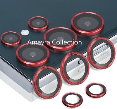 Picture of Samsung Galaxy S24 Ultra 5G 5-PCS Ring Camera Lens Protector 360 Degree Protection Camera Aluminium with Tempered Glass (Titanium Red)