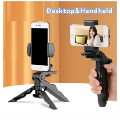 Picture of Live Streaming / Vlog Mount Video Phone Tripod Holder Mini And Live Set For Professional Photo Video Camera Phone Handheld Stabilizer Hand Grip Tripod -Black