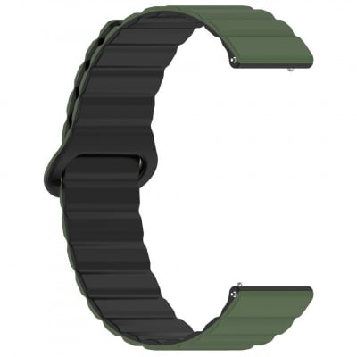 Picture of 22mm Magnetic Silicone Watch Band Soft Durable & Universal Loop Strap for Smartwatches & Traditional Watches (Army Green & Black,Not Specified)