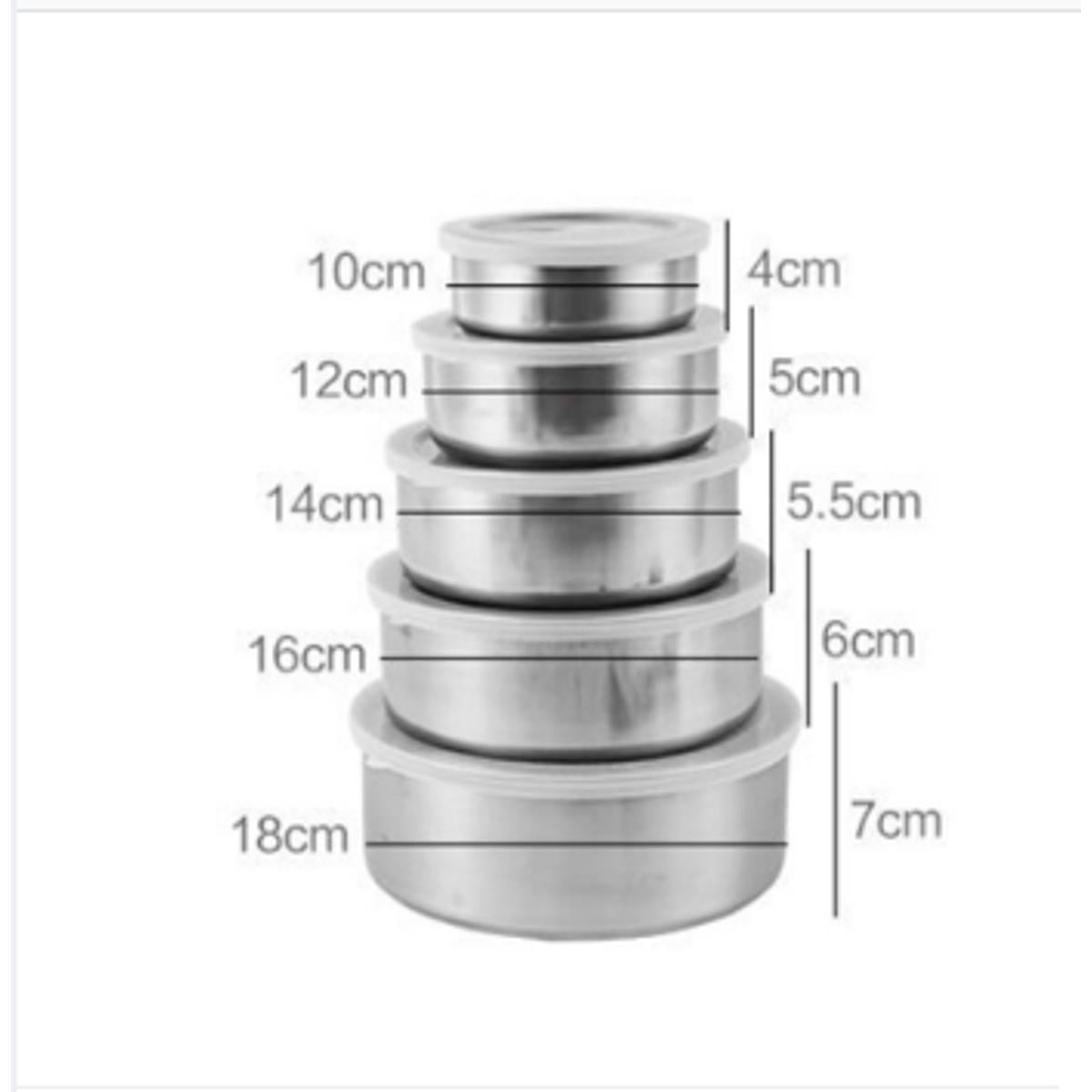 Picture of 5Pcs / set / Stainless Steel Storage Fresh Box With Lid -Silver