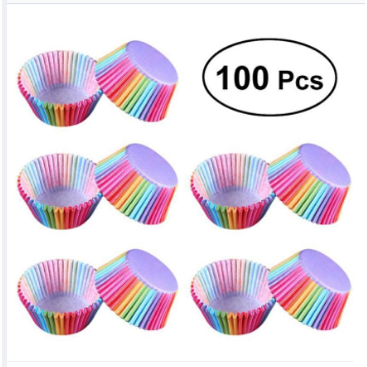 Picture of 100PCS Muffins Paper Cupcake Wrappers Baking Cake Cups Cases Muffin Boxes DIY Cake Molding -Multicolor