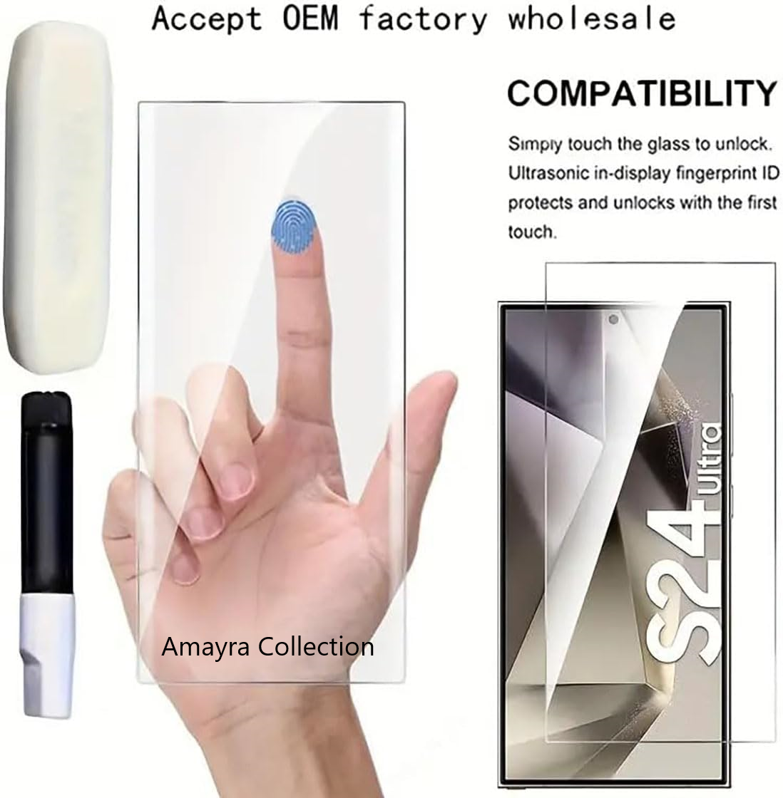 Picture of 3in1 Protector Combo Pack for Samsung Galaxy S24 Ultra 5G (A+ GRADE) UV Glass Screen Protector + Back Protector Film + Camera Glass Protector)