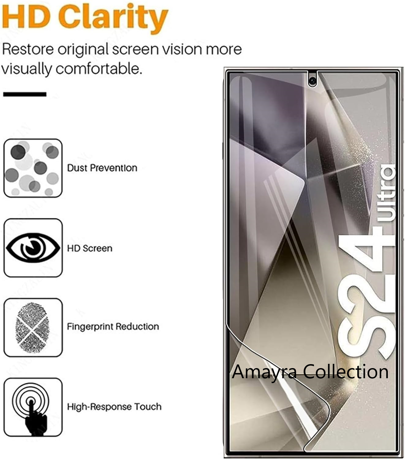 Picture of Samsung Galaxy S24 Ultra 5G Full HD TPU Protective Film Hydrogel Front Poly Protector Screen Protector Anti-Shatter / High Definition (Front Poly)