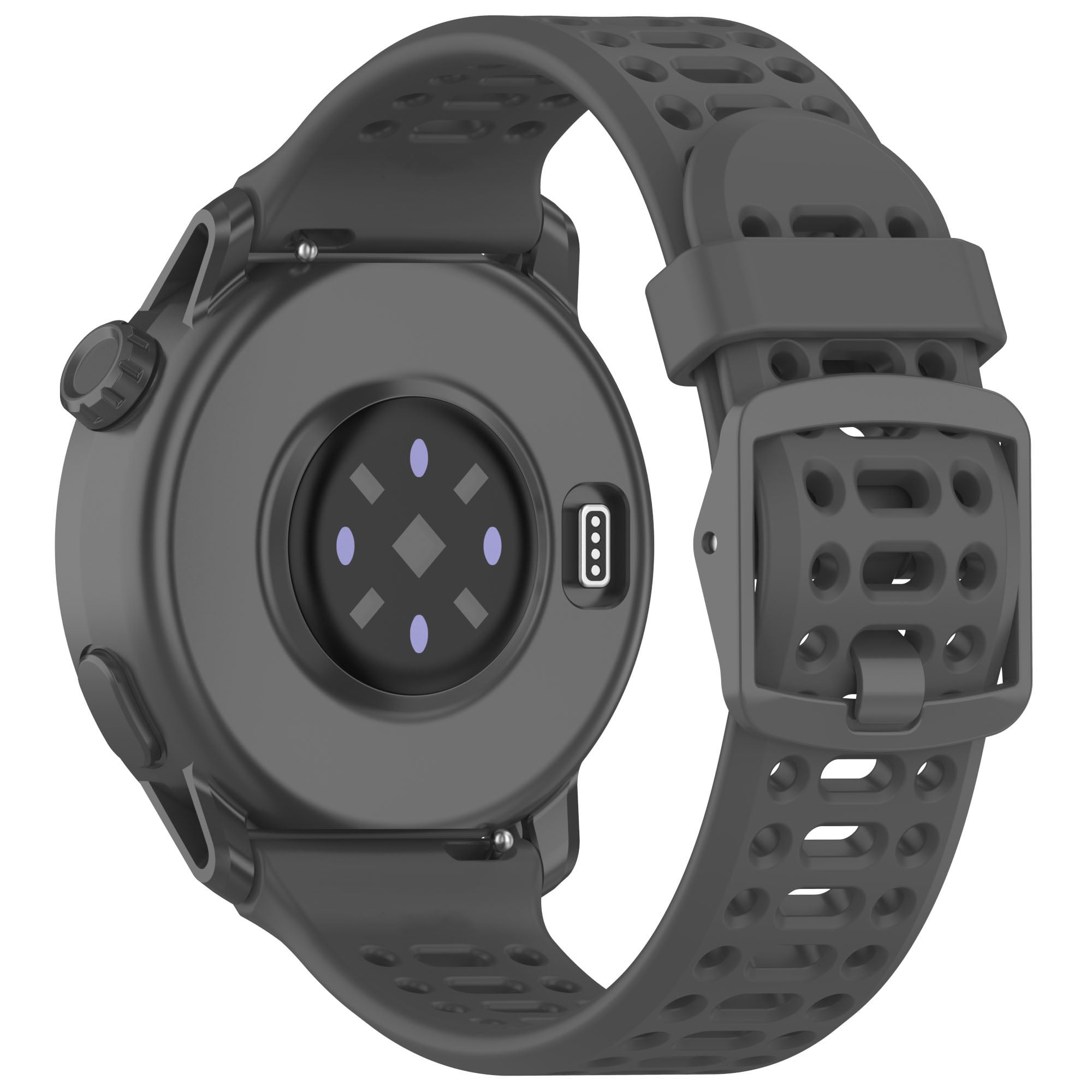 Picture of 20mm Silicone Sports Strap Breathable Durable & Stylish Wristband for Smartwatches & Traditional Watches (Grey Black,Not Specified)