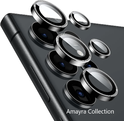 Picture of Samsung Galaxy S24 Ultra 5G 5-PCS Ring Camera Lens Protector 360 Degree Protection Camera Aluminium with Tempered Glass (Titanium Black)