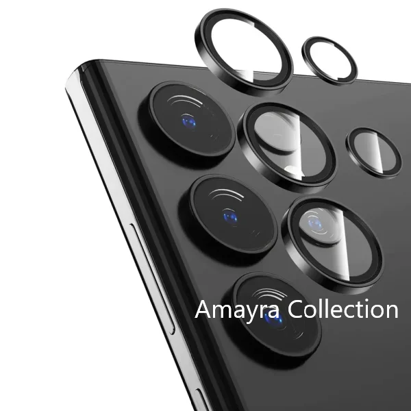 Picture of Samsung Galaxy S24 Ultra 5G 5-PCS Ring Camera Lens Protector 360 Degree Protection Camera Aluminium with Tempered Glass (Titanium Black)