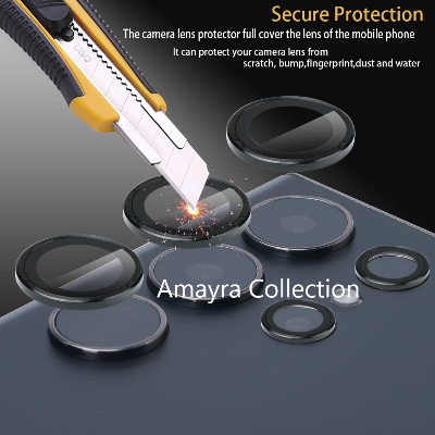 Picture of Samsung Galaxy S24 Ultra 5G 5-PCS Ring Camera Lens Protector 360 Degree Protection Camera Aluminium with Tempered Glass (Titanium Black)