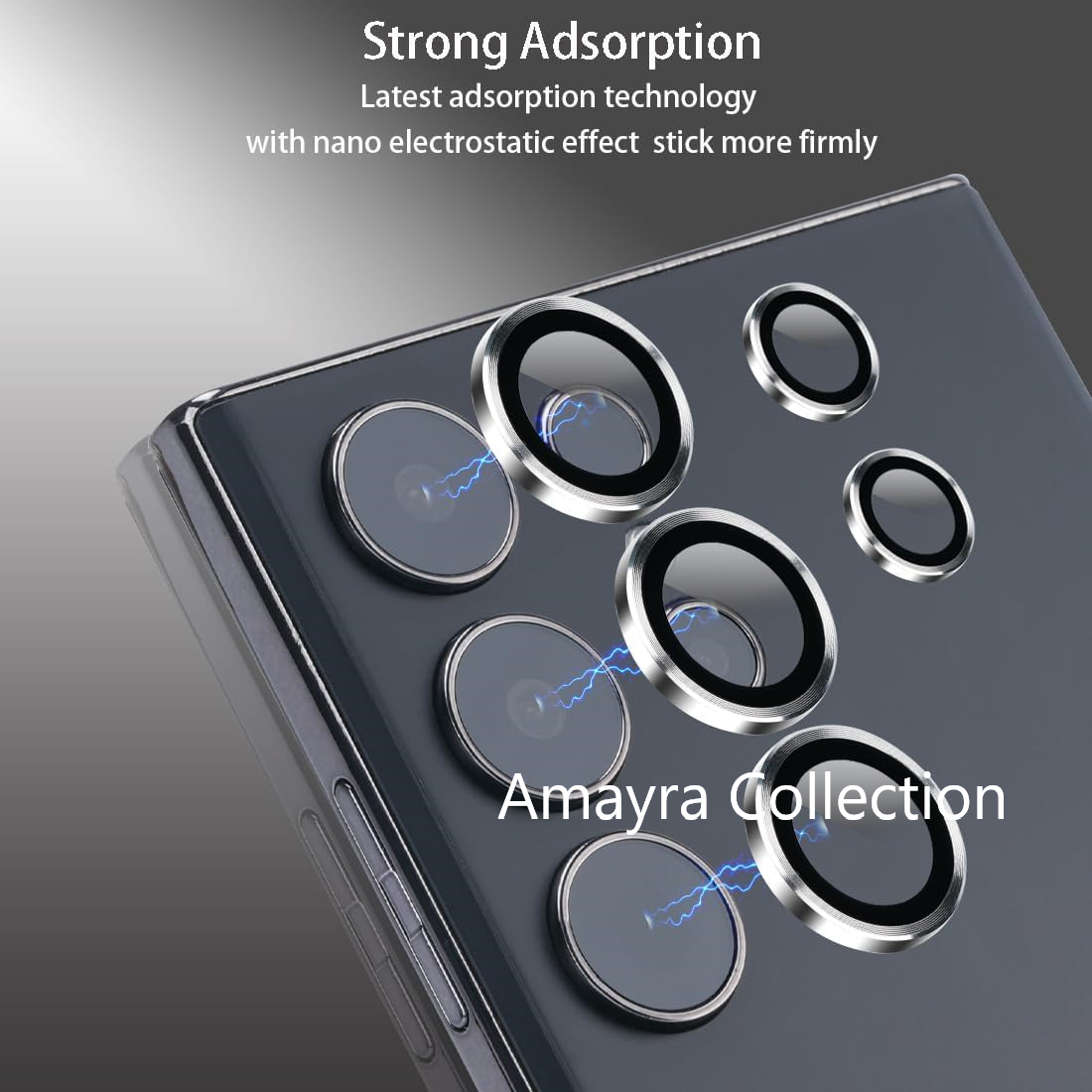 Picture of Samsung Galaxy S24 Ultra 5G 5-PCS Ring Camera Lens Protector 360 Degree Protection Camera Aluminium with Tempered Glass (Titanium Black)