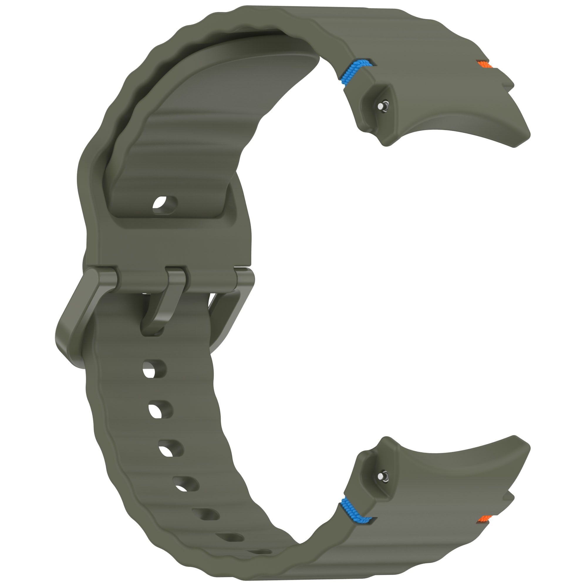 Picture of 20mm Wavy Stitch Silicone Sports Strap with Metal Buckle for Samsung Galaxy Watch 7/6/5/4 FE (Army Green,Not Specified)