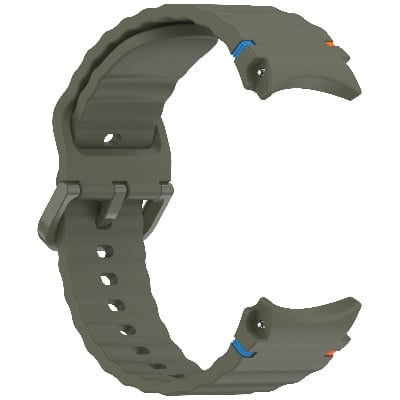Picture of 20mm Wavy Stitch Silicone Sports Strap with Metal Buckle for Samsung Galaxy Watch 7/6/5/4 FE (Army Green,Not Specified)