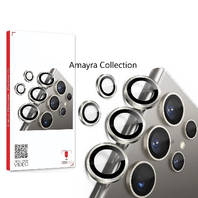 Picture of Samsung Galaxy S24 Ultra 5G 5-PCS Ring Camera Lens Protector 360 Degree Protection Camera Aluminium with Tempered Glass (Titanium Gray)