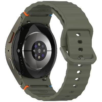 Picture of 20mm Wavy Stitch Silicone Sports Strap with Metal Buckle for Samsung Galaxy Watch 7/6/5/4 FE (Army Green,Not Specified)