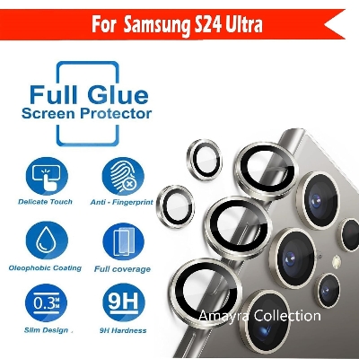 Picture of Samsung Galaxy S24 Ultra 5G 5-PCS Ring Camera Lens Protector 360 Degree Protection Camera Aluminium with Tempered Glass (Titanium Gray)