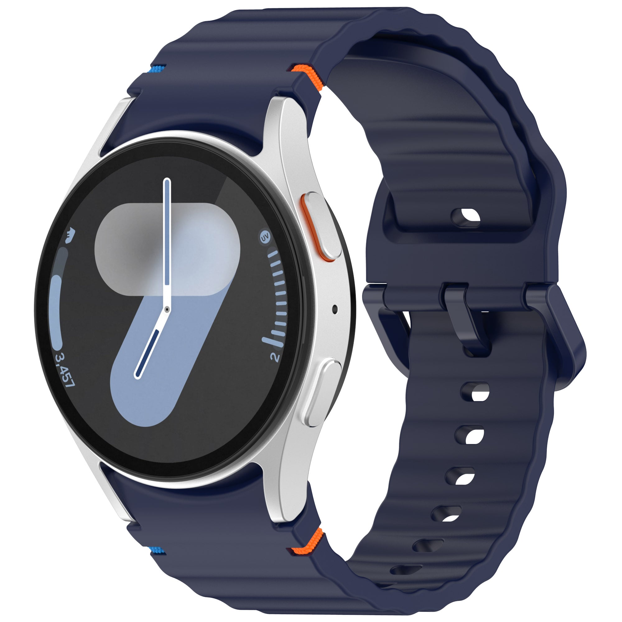 Picture of 20mm Wavy Stitch Silicone Sports Strap with Metal Buckle for Samsung Galaxy Watch 7/6/5/4 FE (Midnight Blue,Not Specified)
