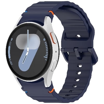 Picture of 20mm Wavy Stitch Silicone Sports Strap with Metal Buckle for Samsung Galaxy Watch 7/6/5/4 FE (Midnight Blue,Not Specified)