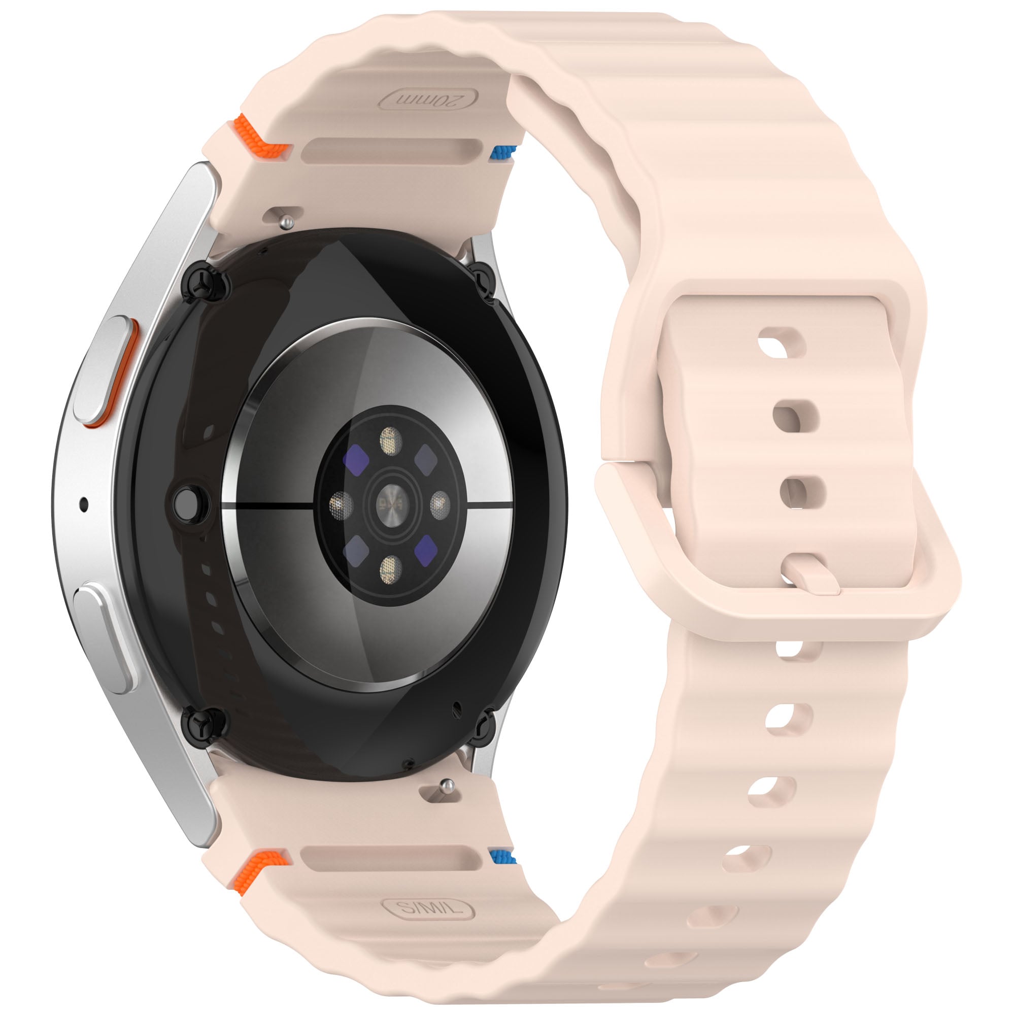 Picture of 20mm Wavy Stitch Silicone Sports Strap with Metal Buckle for Samsung Galaxy Watch 7/6/5/4 FE (Pink,Not Specified)