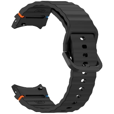 Picture of 20mm Wavy Stitch Silicone Sports Strap with Metal Buckle for Samsung Galaxy Watch 7/6/5/4 FE (Black,Not Specified)