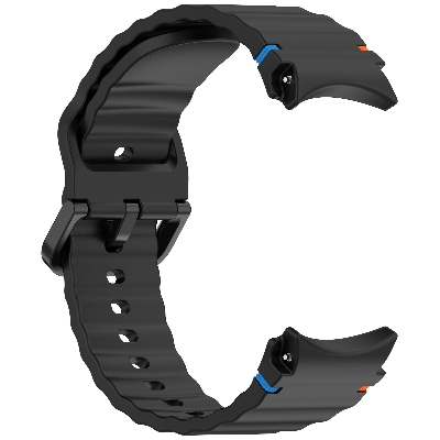 Picture of 20mm Wavy Stitch Silicone Sports Strap with Metal Buckle for Samsung Galaxy Watch 7/6/5/4 FE (Black,Not Specified)