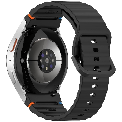 Picture of 20mm Wavy Stitch Silicone Sports Strap with Metal Buckle for Samsung Galaxy Watch 7/6/5/4 FE (Black,Not Specified)