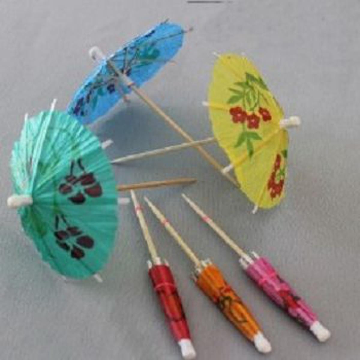 Picture of Cake umbrella 5 pieces /mini decoration umbrella/Juice glass Umbrella for using CAKE/JUICE DECORATION-5pc -Multicolor
