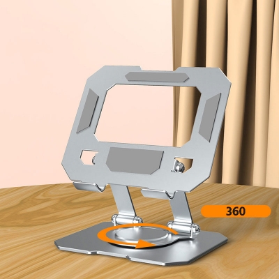 Picture of 360° Rotating Foldable Aluminum Tablet Stand Portable Adjustable and Ergonomic Holder (Silver)