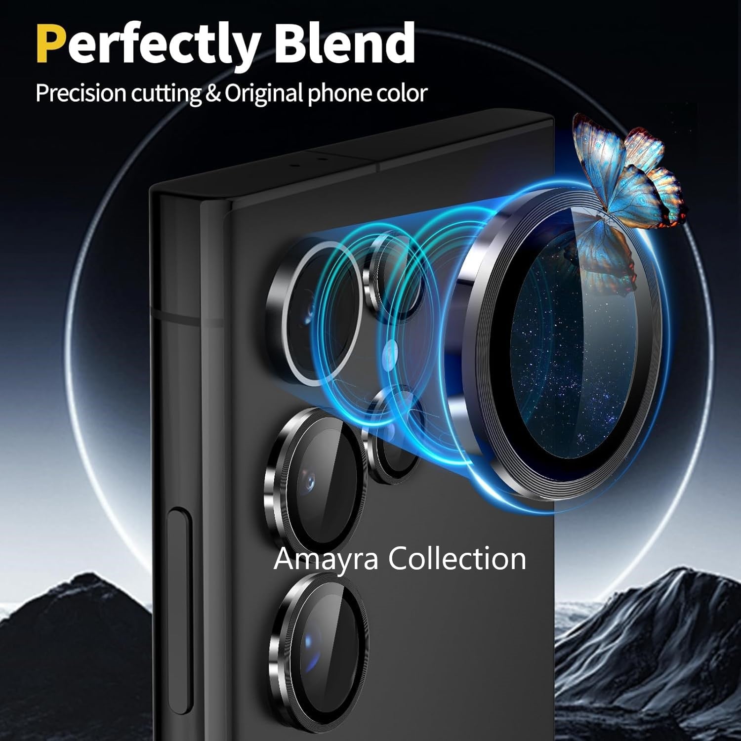 Picture of Samsung Galaxy S24 Ultra 5G 5-PCS Ring Camera Lens Protector 360 Degree Protection Camera Aluminium with Tempered Glass (Titanium Green)