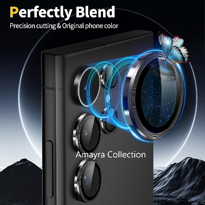 Picture of Samsung Galaxy S24 Ultra 5G 5-PCS Ring Camera Lens Protector 360 Degree Protection Camera Aluminium with Tempered Glass (Titanium Green)