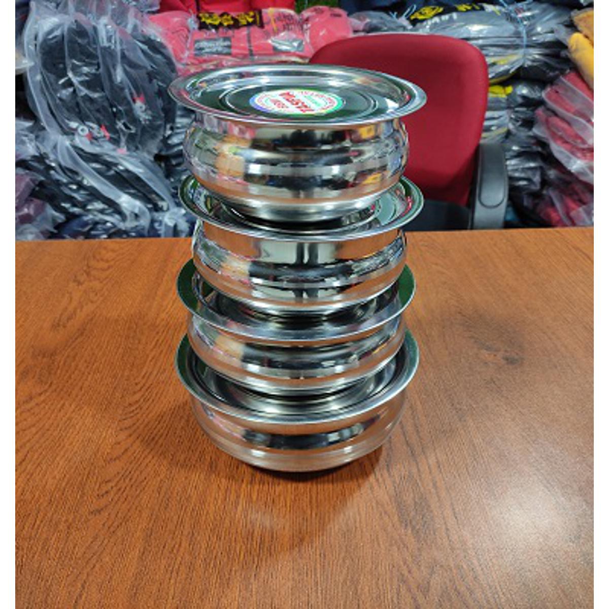 Picture of 4 Pieces Hari Set  Hari / Patil / Deski With Lid - SS Hari with Lid -Silver