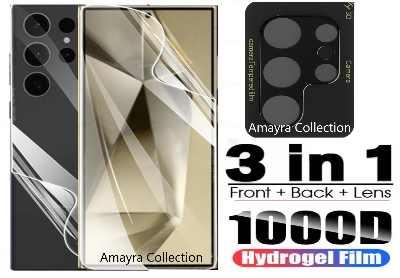 Picture of 3in1 Protector Combo Pack for Samsung Galaxy S24 Ultra 5G (Front Hydrogel Screen Protector Poly + Back Hydrogel Poly Protector + 3D Camera Lens Protector)