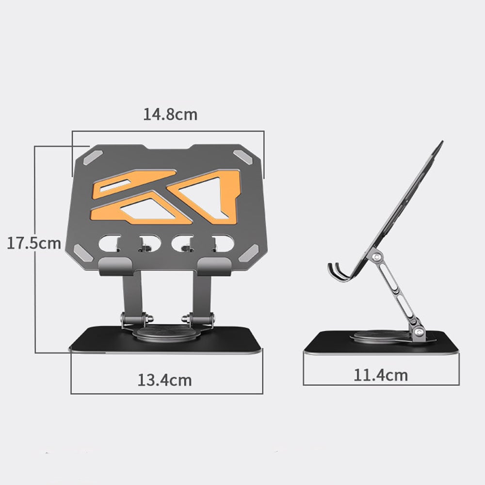 Picture of 360° Rotatable Adjustable & Foldable Metal Tablet Stand – Ergonomic Desktop Holder for iPad, Samsung, Xiaomi, Huawei & All Android Tablets (Black)