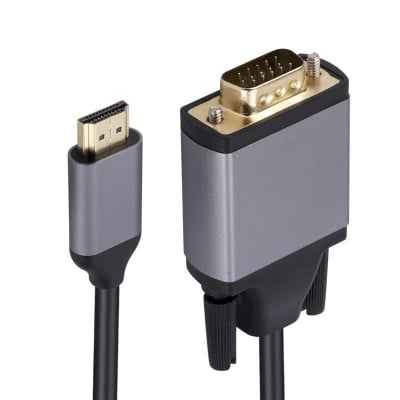 Picture of Premium 6ft HDMI to VGA Adapter Cable – Full HD 1080p Converter for Laptop, PC, Monitor & Projector (Black Metal)