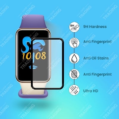 Picture of Honor Band 9 PMMA Screen Protector – Flexible Plastic HD Clear, Black Border, Ultra-Light Anti-Scratch Film (1 Pcs)