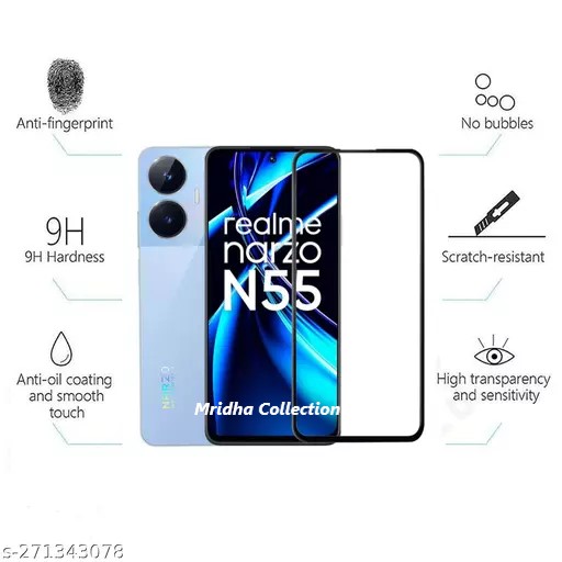 Picture of Realme Narzo N55 Premium Full Coverage Glass Protector Tempered Glass Screen Protector 9H Hardness Full Coverage