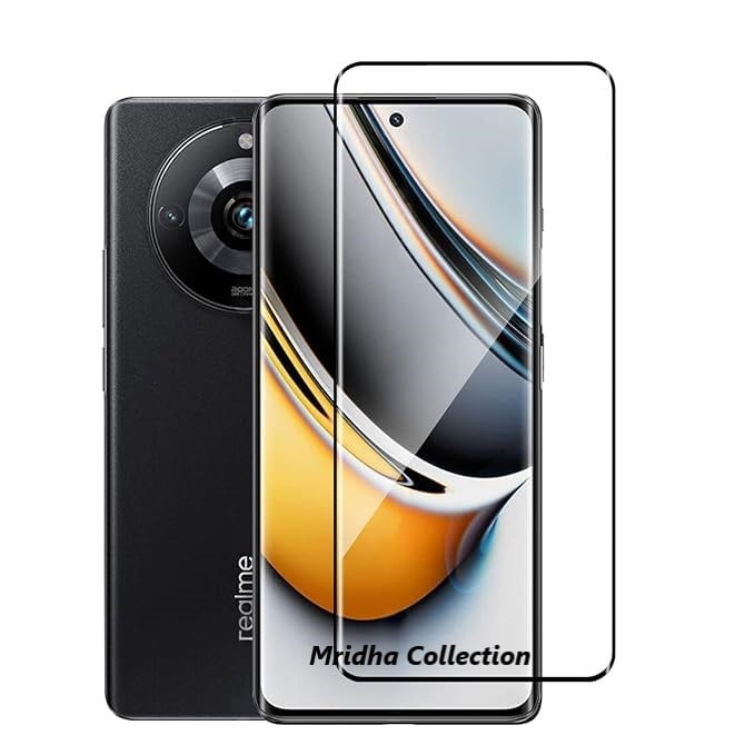 Picture of Realme Narzo 60 Pro 5G Full Glue 9D Curved Tempered Glass Screen Protector Edge to Edge Fit Protection Tempered Glass (Black)