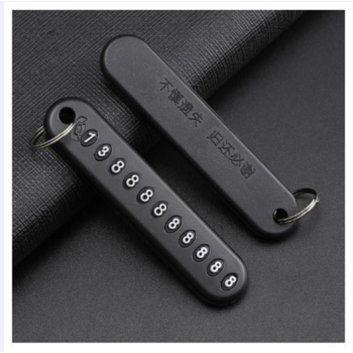Picture of Phone Number Plate Auto Vehicle Mobile Phone Number Hanging Key Ring for Bikers - Car - Bike - Home - Office Key Ring - Nice key Ring - key Ring -Black