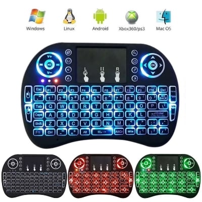 Picture of Mini Wireless Keyboard with Touchpad – RGB Backlit Air Mouse for Smart TV, Android TV Box, PC & Laptop (Black)