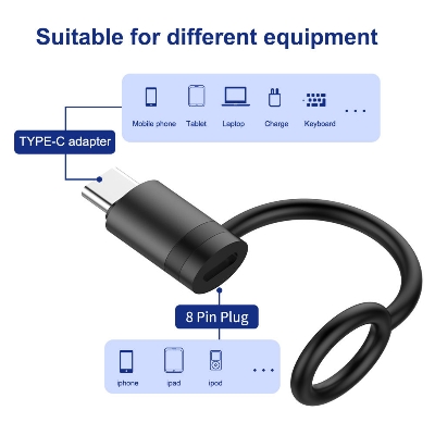 Picture of LDNIO LC280 USB-C Male to Lightning Female Adapter – 65W PD Fast Charging for iPhone & iPad (Black)