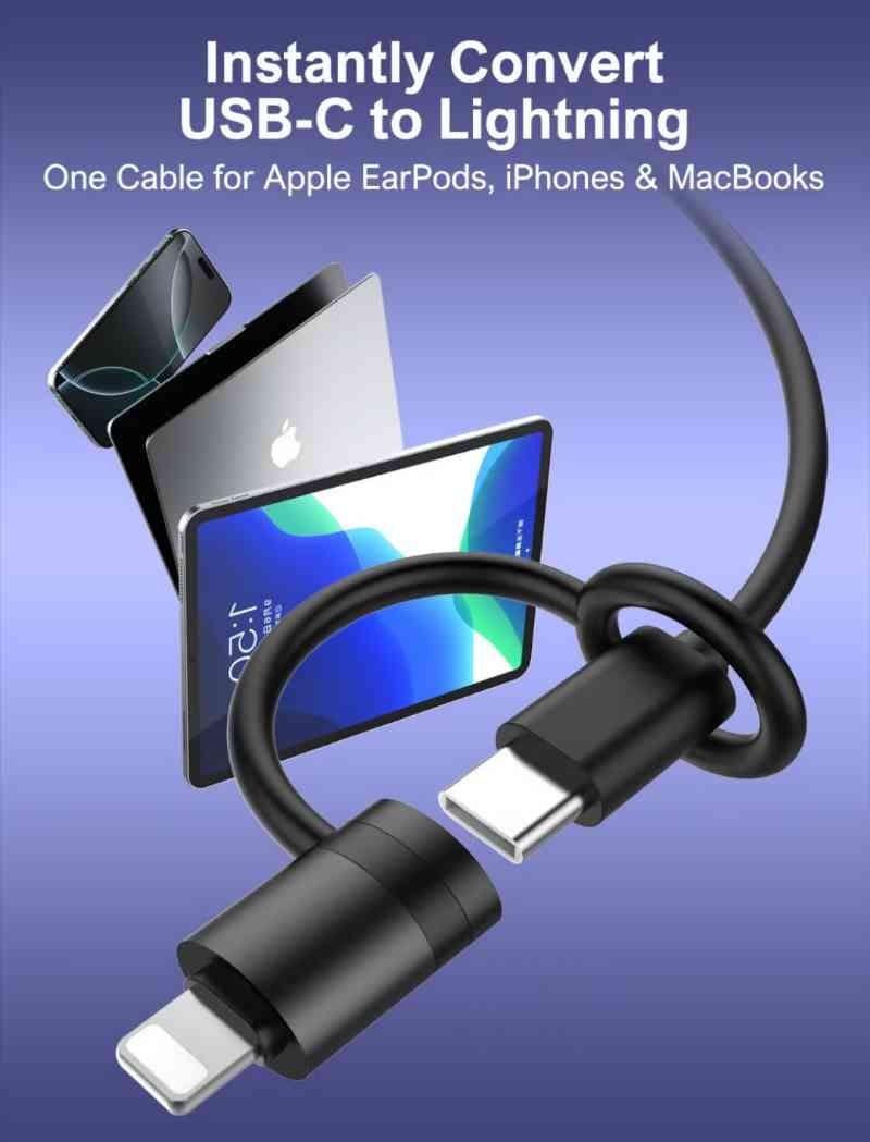 Picture of Ldnio LC270 USB-C to Lightning Cable – PD 30W Quick Charge for iPhone, iPad & AirPods (Black)