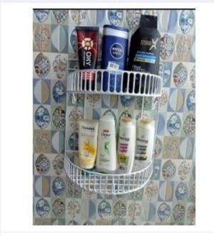 Picture of 2 Step D Shape Wall Hanging Rack For Kitchen , Home , Office , Toilet -White