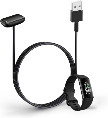 Picture of Fitbit Charge 6 Charger Cable – USB Fast Charging Replacement (Black)