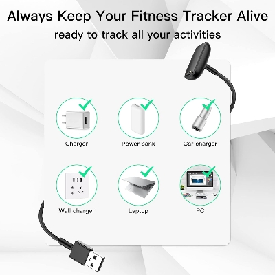 Picture of Fitbit Charge 6 Charger Cable – USB Fast Charging Replacement (Black)