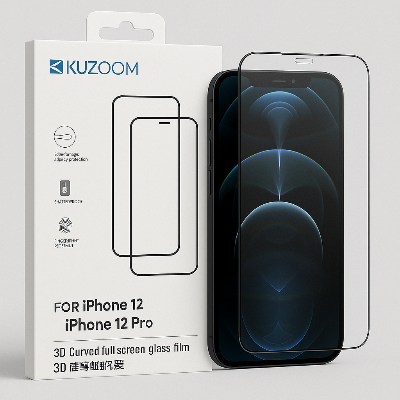 Picture of KUZOOM Premium Tempered Glass Screen Protector for iPhone 12/ iPhone12 Pro – Shatterproof & Full Coverage (iPhone 12 /12Pro)